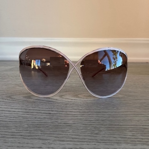 Tom Ford Sienna Round Frame Sunglasses, Silver/Light Pink - NWT main image 5